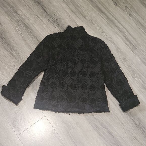 Samuel Dong Black Ribbon Mock Neck Blazer - Picture 7 of 7